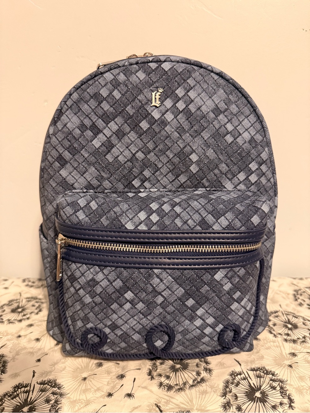 Woven Pattern Navy Loungefly Mini Backpack